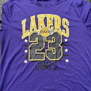 Los Angeles Lakers Lebron James Purple NBA Brand Polyester T-Shirt Adult Size XL